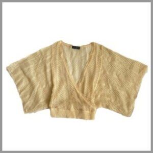 Y2K CECIL McBEE Light Beige Knit Poncho-Style Kimono Sleeve Sweater